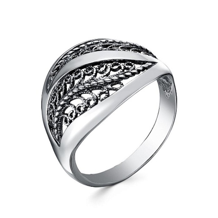 Кольцо "Классика", посеребрение с оксидированием, 18 размер