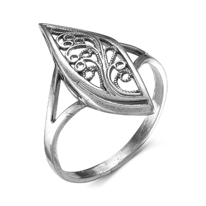 Кольцо "Ферч", посеребрение с оксидированием, 17.5 размер