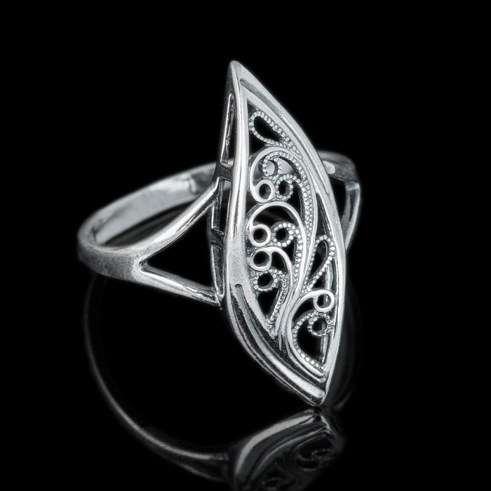 Кольцо "Ферч", посеребрение с оксидированием, 17 размер