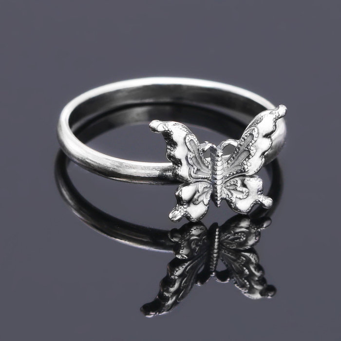 Кольцо "Бабочка", посеребрение с оксидированием, 18.5 размер