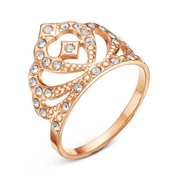 Кольцо "Корона" высокая, позолота, 17 размер