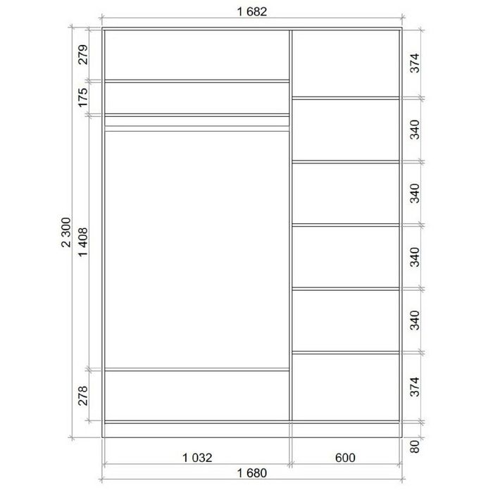 Шкаф-Купе Хит-23-17-55, 2300х1682х620 Ясень шимо темный