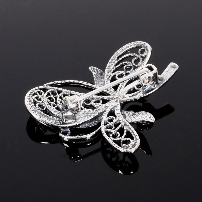 Брошь "Цветок утренний", посеребрение с оксидированием