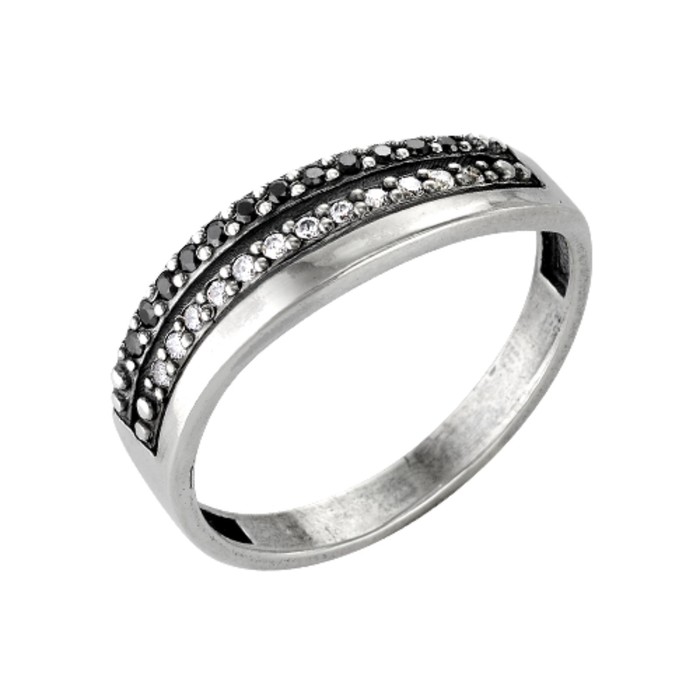 Кольцо "Блеск волны", посеребрение с оксидированием, 19.5 размер