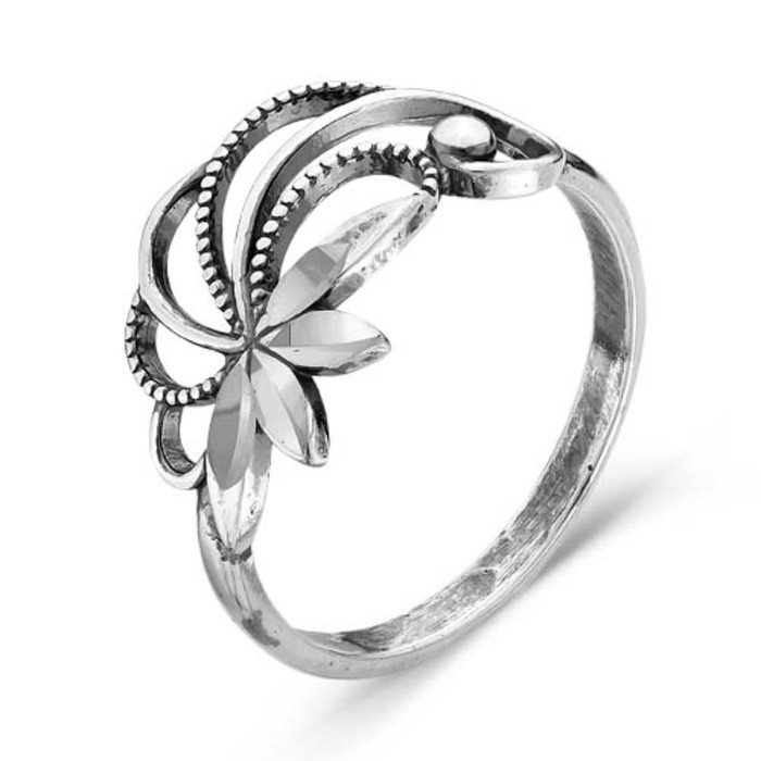 Кольцо "Ива", посеребрение с оксидированием, 16.5 размер