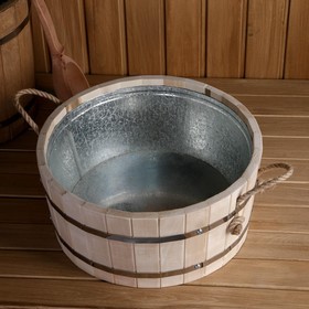 

Шайка из липы круглая, 13л, оцинкованная вставка, "Добропаровъ"