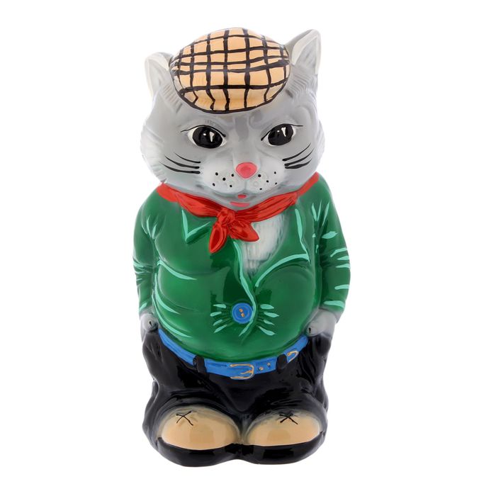 Копилка "Кот стиляга" глянец, серая