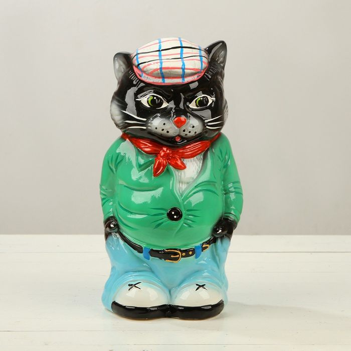 Копилка "Кот стиляга" глянец, чёрная, микс