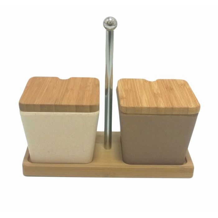 Набор для специй сервировочный из бамбука, 2 предмета