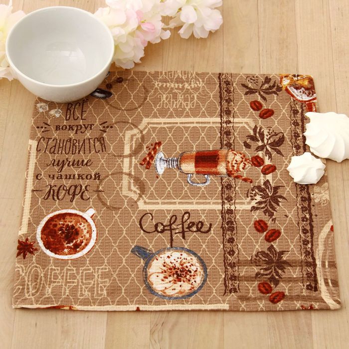 Набор салфеток "Доляна" Кофейный купаж, 29х29см - 4 шт., вафельное полотно 162г/м2