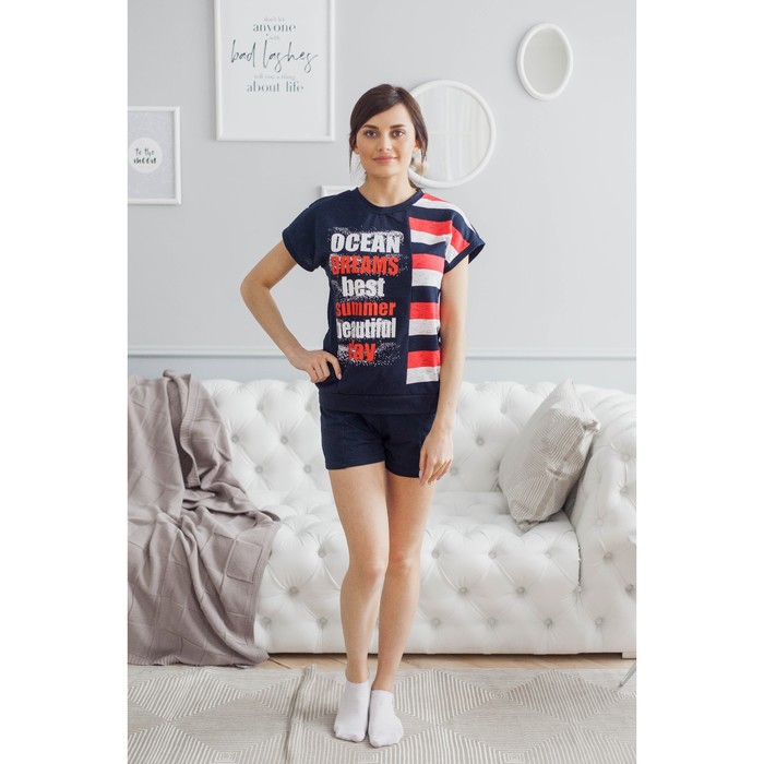 Комплект женский (футболка, шорты) ТК-318 МИКС, р-р 52