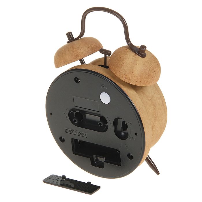 Будильник d=11,5см, коричневый под старину, на циферблате Бабочка