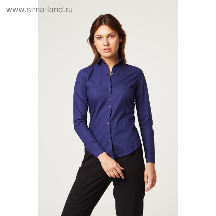 фото Рубашка женская с рельефами, размер 44, синий, хлопок 100%