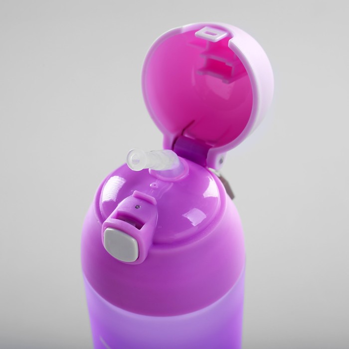 Бутылка для воды матовая Freedom с откидной крышкой с кнопки и трубкой, 580 мл, микс