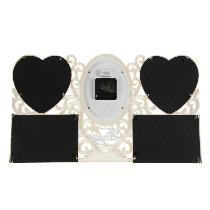 Часы настенные Family, ажур, белые + 4 фоторамки: 13 × 13 см (2 шт.) и 10 × 15 см (2 шт.)