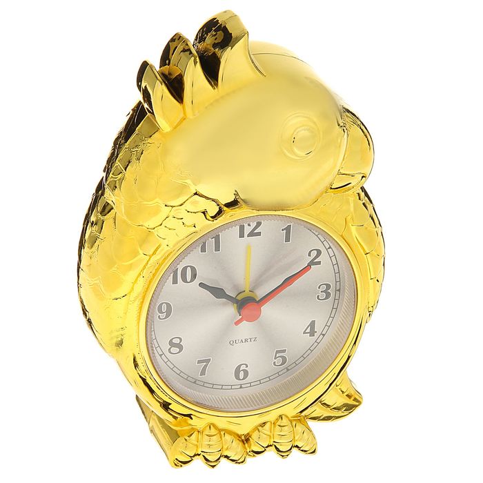 Будильник детский "Попугай", золотой, 13х10 см