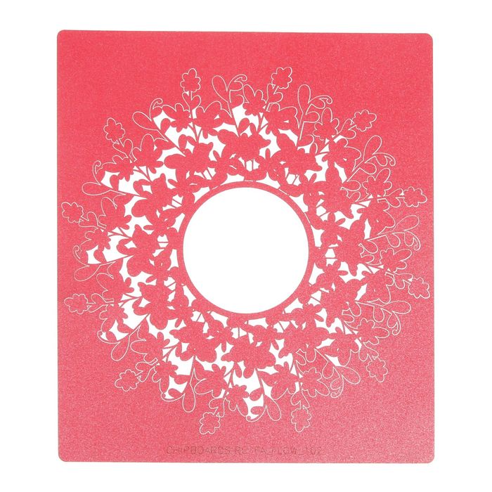 Чипборд-рамка бумажный "Цветочная фантазия" [5] красный, 13х13 см, внутри 4,5х4,5 см