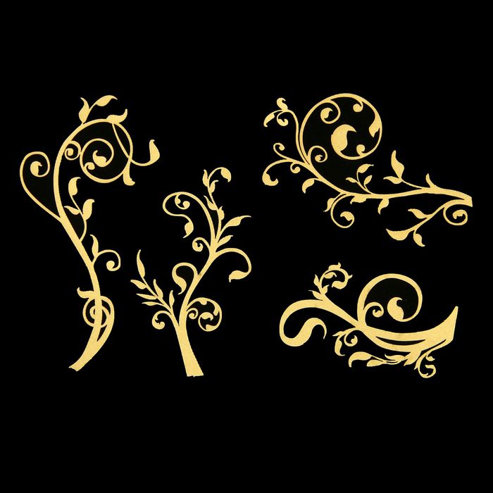 Чипборд бумажный "Растительный узор" [14] золотой, р-р эл-тов 6 см