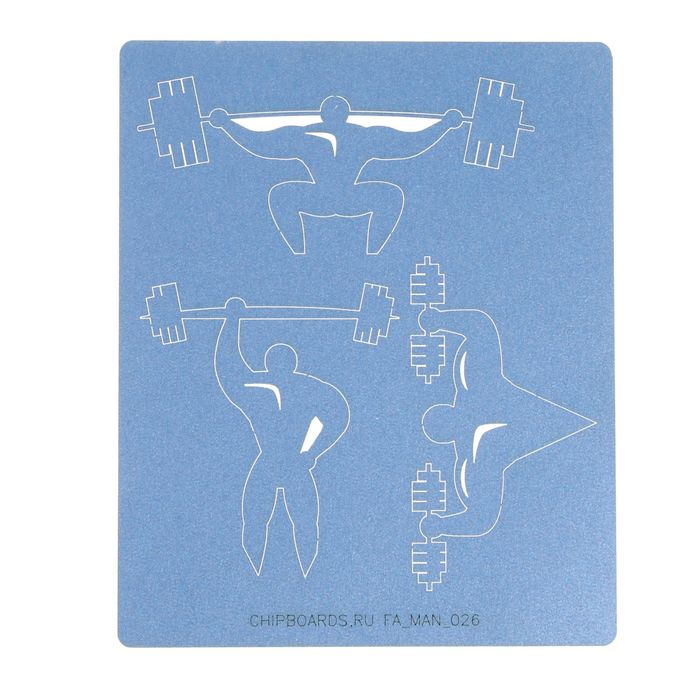 Чипборд бумажный "Тяжелая атлетика" синий, каждый по 5х5 см