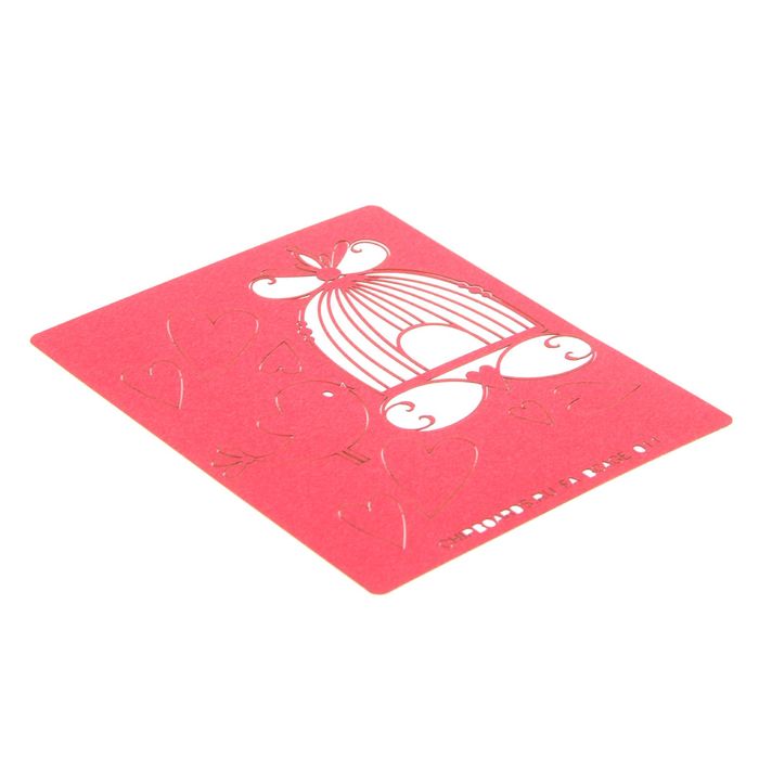 Чипборд бумажный "Клетка. Птица. сердечки" красный, 7,5 см