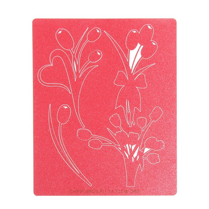 Чипборд бумажный "Букет тюльпанов" красный, ср.размер эл-в 6х4 см