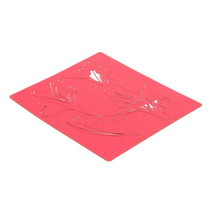 Чипборд бумажный "Букет тюльпанов" красный, ср.размер эл-в 6х4 см