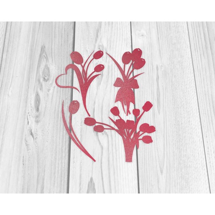 Чипборд бумажный "Букет тюльпанов" красный, ср.размер эл-в 6х4 см