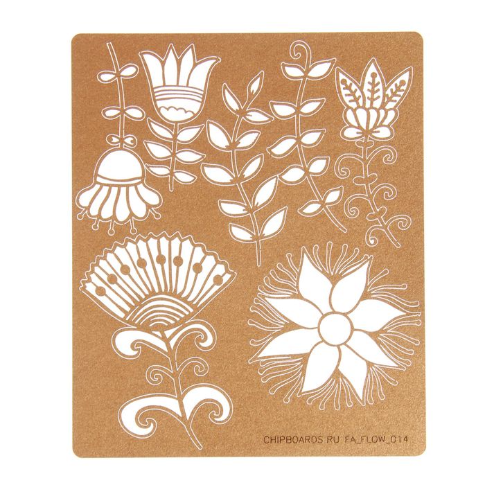 Чипборд бумажный "Цветочные мотивы" медный, ср.высота эл-ов 5 см