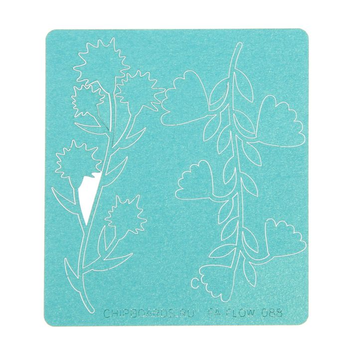 Чипборд бумажный "Цветочки" [4] лазурный, по 2х5 см