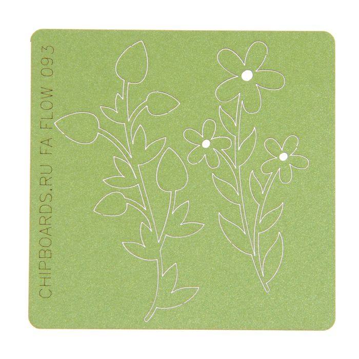 Чипборд бумажный "Цветочки" [9] зеленый, по 2,5х5,5 см