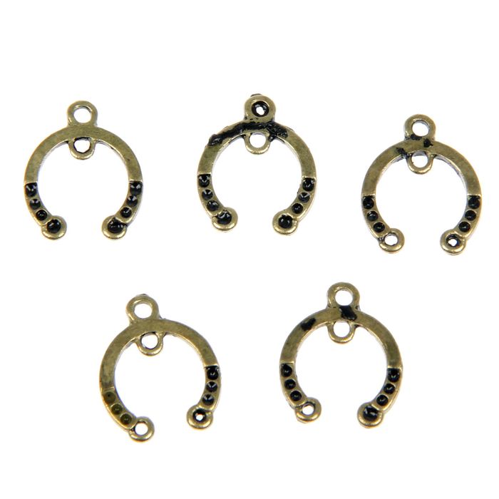 Набор подвесок металлических (5 шт)  "Подкова"1,3х1,7 см, бронза