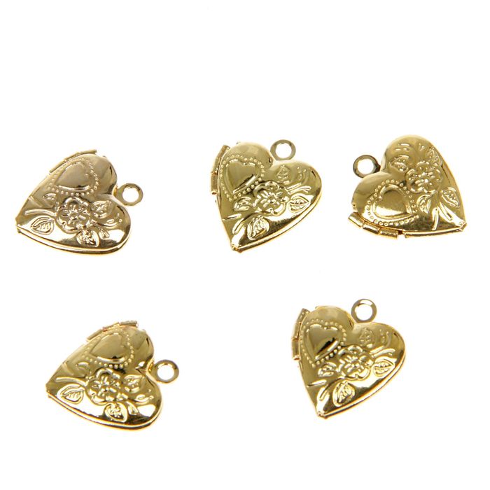 Набор декоративных элементов (5 шт) "Сердечко" 1,3х1,3 см, золото
