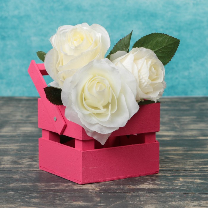 Кашпо флористическое, розовое, со складной ручкой, 11х12х9см