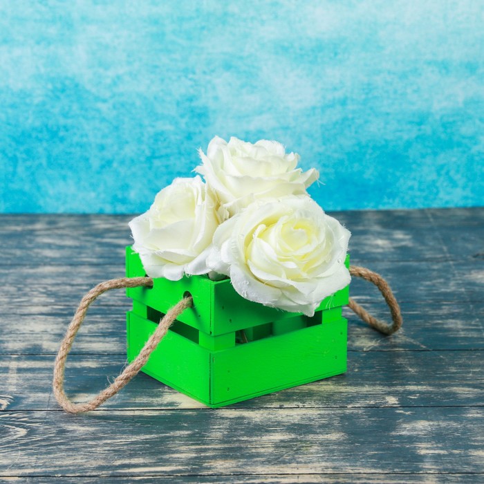 Ящик реечный,ручка- шнур, зелёный, 11х12х9см