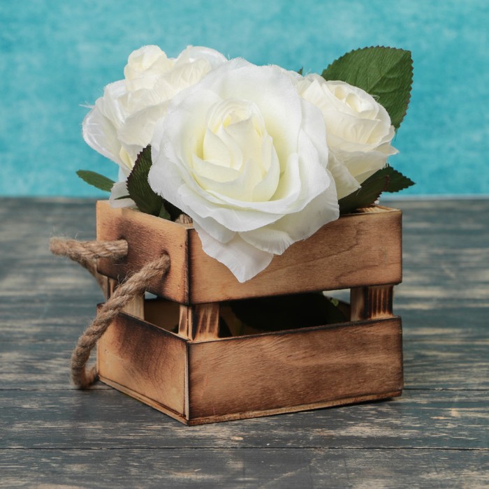 Ящик реечный, ручка-шнур, обожженый,  11х12х9см