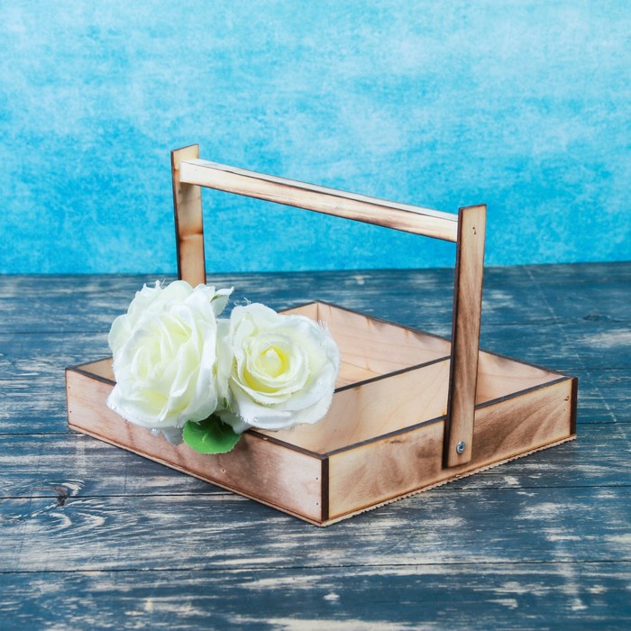 Ящик с ручкой для цветов и макарун, обожжённый, с ручкой  25х23х4,5см