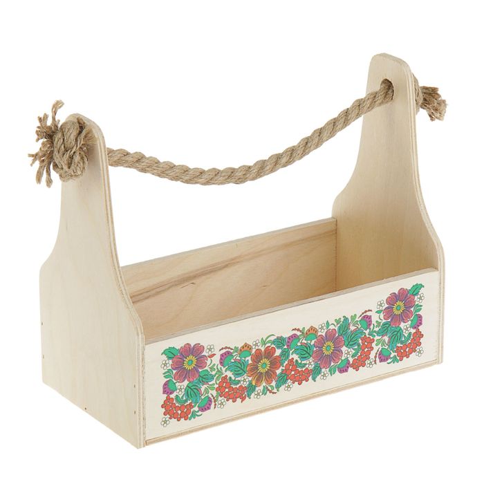 Кашпо флористическое "Настроение", декупаж, ручка- шнур,24х12х20см