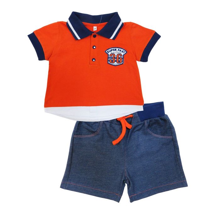 Комплект (футболка+шорты) для мальчика "Гонщик", рост 86 см, цвет красный/синий Л7121009