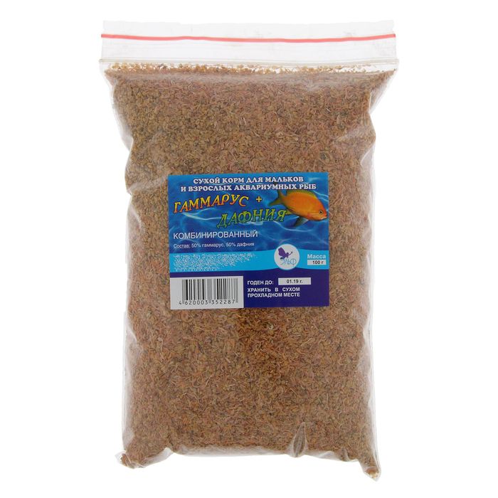 Корм для рыб "Комбинированный" дафния/гаммарус измельченный, пакет, 100 г