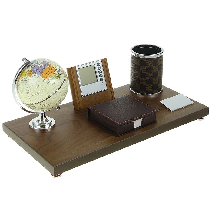 Набор настольный: глобус, часы, блок для бумаги, подставка для ручек