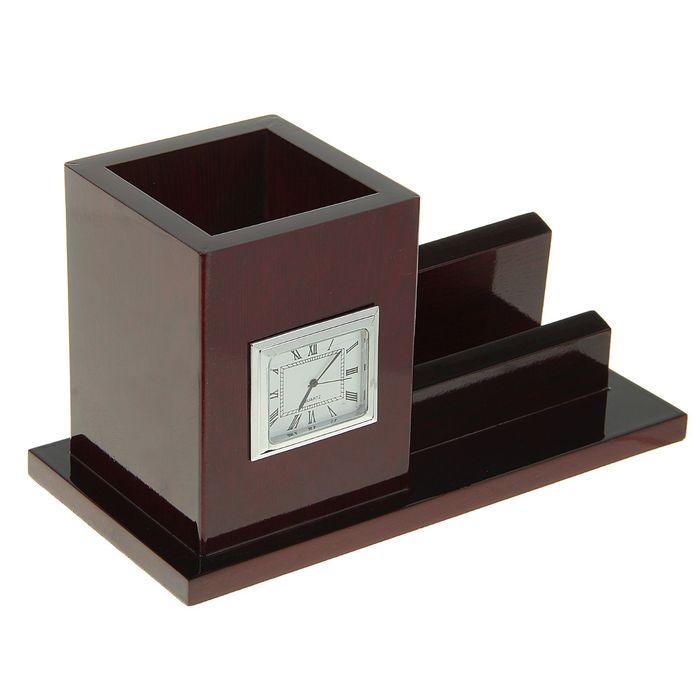 Набор настольный «Классика»: визитница, часы, подставка для ручек