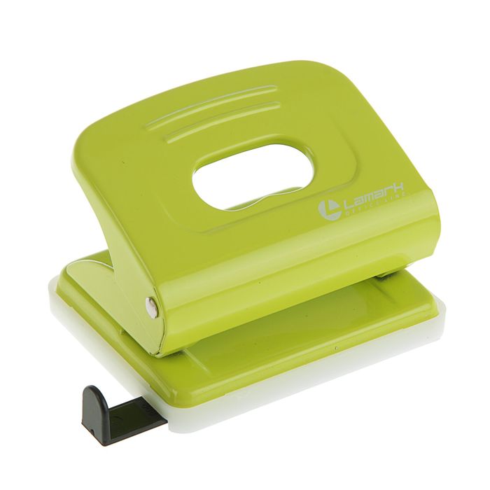 Дырокол до 20 листов Lamark Metallic, с линейкой, светло-зелёный