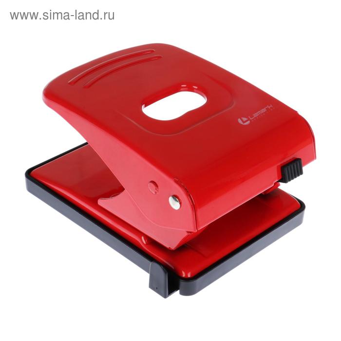 

Дырокол c линейкой 40 листов, Lamark Metallic, красный