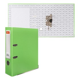 Папка-регистратор А4, 80 мм, Lamark, полипропилен, металическая окантовка, карман на корешок, разобранная, светло-зелёная Ош