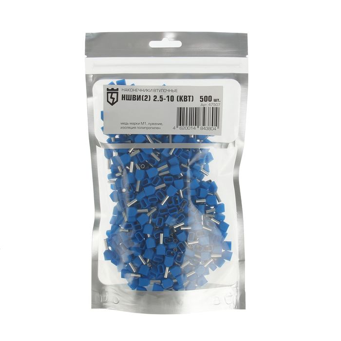 Наконечник втулочный НШВИ (2), под два провода сечение 2.5 мм2, контакт 10 мм