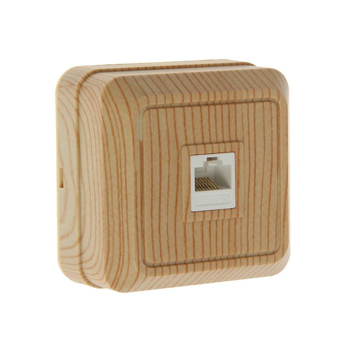 Розетка компьютерная UNIVersal "Олимп", одноместная, наружная, цвет сосна