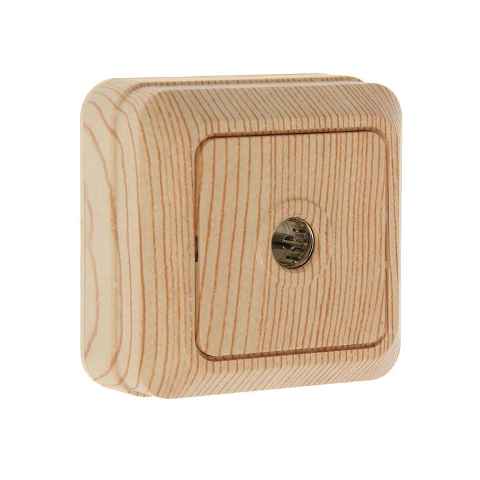 Розетка телевизионная UNIVersal "Олимп", одноместная, наружная, оконечная, цвет сосна