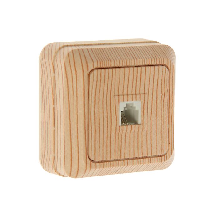 Розетка телефонная UNIVersal "Олимп", одноместная, наружная, цвет сосна