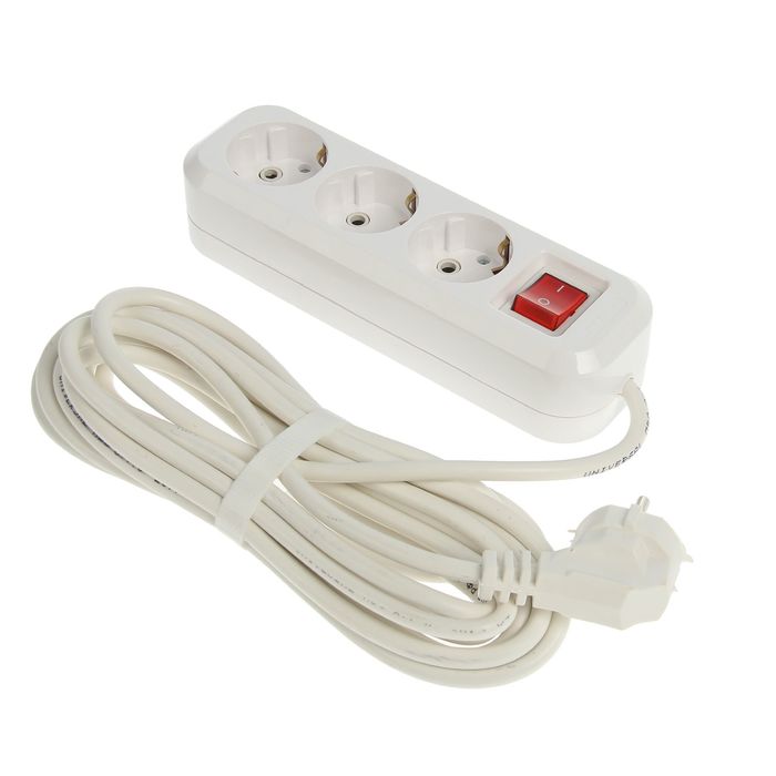Удлинитель UNIVersal S-303, 3 розетки, 5 м, ПВС 3х1, 16 А, с з/к, с кнопкой вкл/выкл