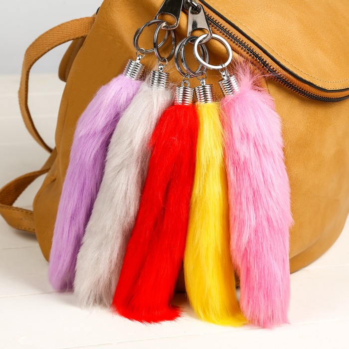 Брелок пушистик "Хвостик пастельных тонов" МИКС 17х5х5 см